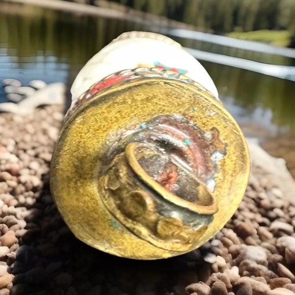 Vintage & unique ethnic tibetan yak bone amulet handmade pendant bullet shape 2” - Picture 6 of 8